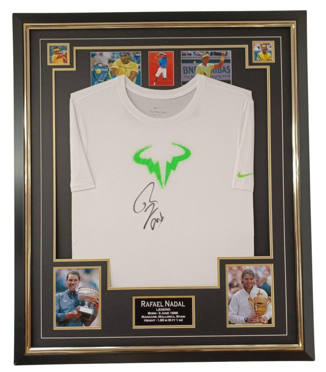 Framed Rafael Nadal Signed Shirt Autographed Tennis Display and