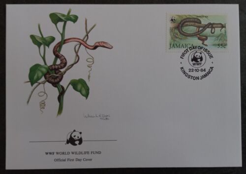 1984 Jamaica World Wildlife Fund FDC ties 55c Stamp cd Kingston - Picture 1 of 2
