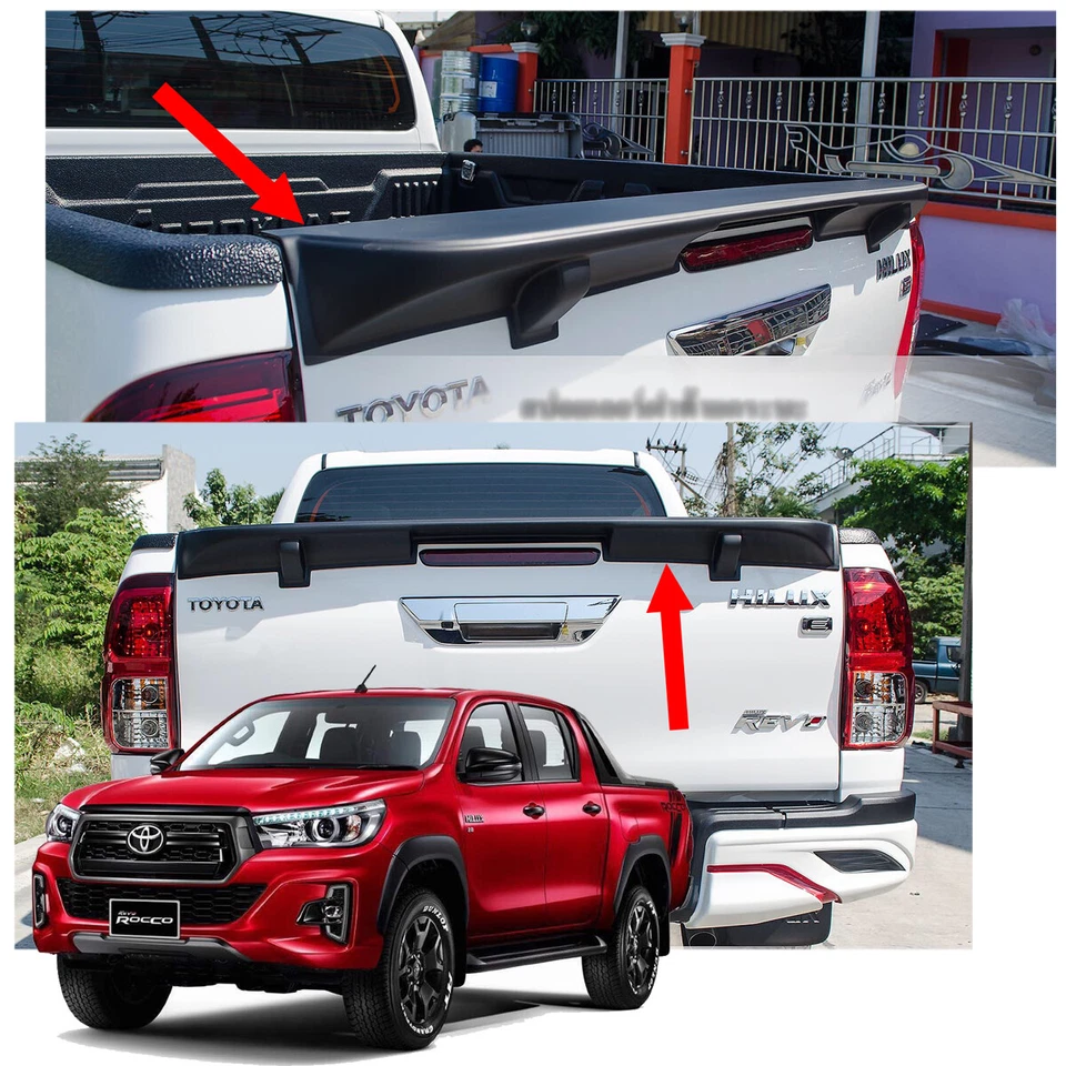Tailgate Rear Spoiler Trim Matte Black Fits Toyota Hilux Revo Rocco 2017 2018 - image 4 of 4