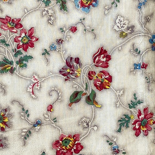 Floral fabric antique cotton chintz picotage 1830s material The Textile Trunk - Picture 7 of 10