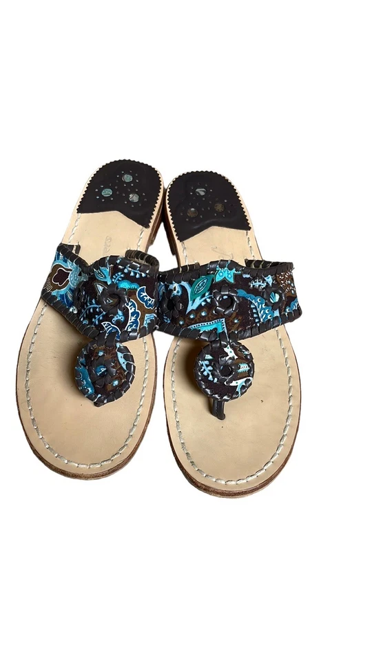 Jack Rogers x Vera Bradley Java Blue Paisley Navajo Classic Flat Sandals Size 8 Foto 2 de 4