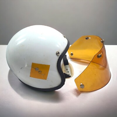 Vintage WFS Motorcycle Helmet Model 510 With Yellow Visor Sz M 
