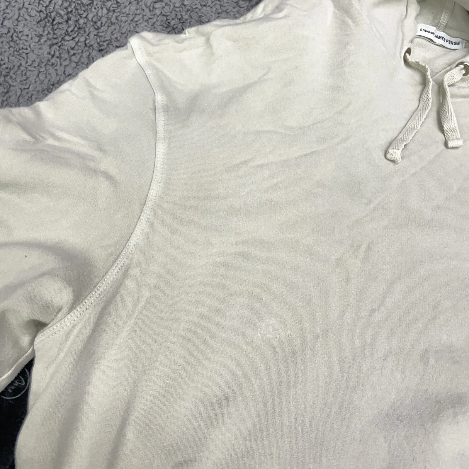 OFF WHITE Felpa con cappuccio oversize oversize James Perse taglia 2 crema avorio media tagliata pullover