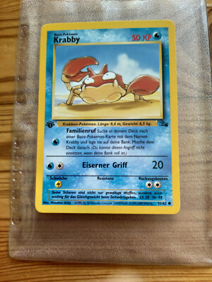 Krabby 51/62 1. Edition Pokémon Karte 1999-2000 (Pokemon Card, first Edition)