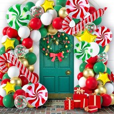 Christmas Balloons Garland Arch Kit ~ Christmas Decorations Candy Cane Balloons