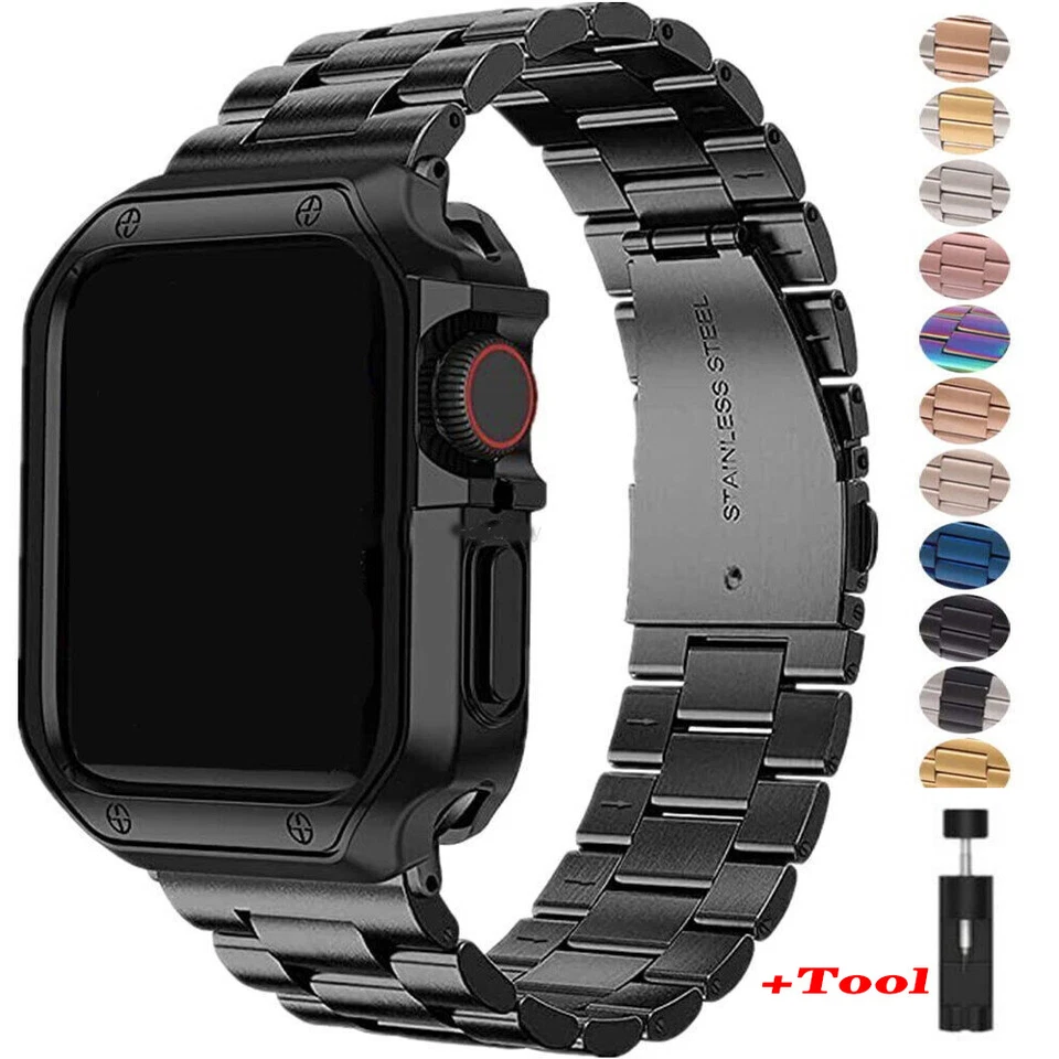 Metal iWatch Strap Band Case For Apple Watch 11 10 9 8 7 6 5 4 3 SE  44 45 Ultra
