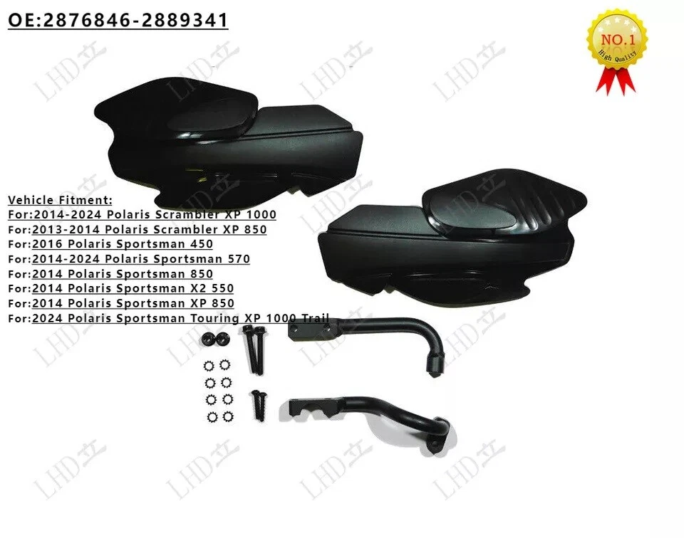 Black Hand Guard & Bracket Kit Assy P85 Fit 2013-2024 Polaris Sportsman 800 1000 - Image 3 of 4