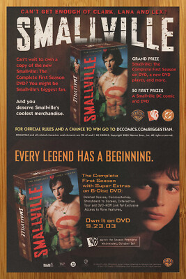 2003 Smallville Season 1 DVD Vintage Print Ad/Poster Tom Welling Superman Art
