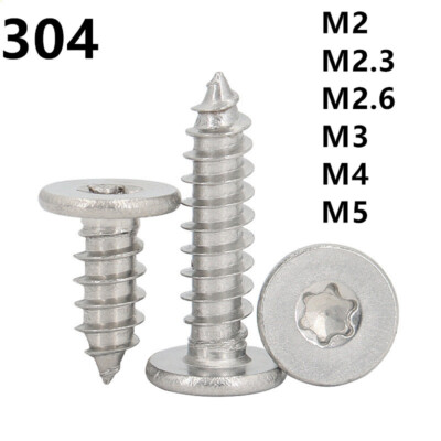 304 Stainless Steel Torx Socket Utrathin Flat Head Self Tapping Screws M2 - M5