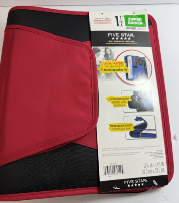 Case It Red and Black Open Tab 3 Ring Zipper Binder 2-inch Capacity NEW