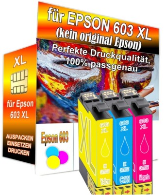 3 Druckerpatronen passt für Epson 603XL WF2835 WF2850 2830 DWF XP2100 3100 410