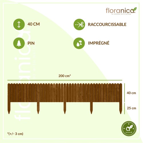 Floranica Rollborder Clôture de Jardin 200 cm Flexible en Bois de Pin Bordure - Picture 52 of 55