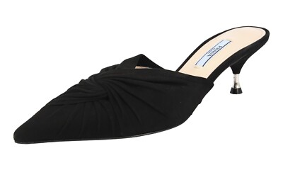 PRADA Suede Mules Sabots Sandals Pumps Shoes 1S760I Black -  US 8.5 EU 38,5 39