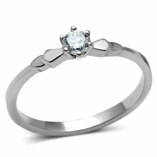 Simple Engagement - Promise Ring 5mm Clear CZ Stainless Steel TK316