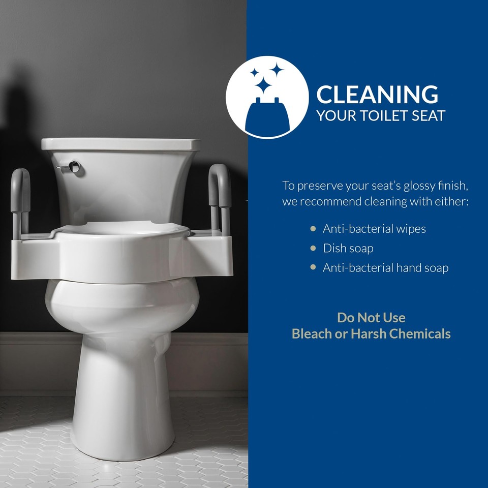 Rise 4.5" Raised Toilet Seat with Handles, Toilet Seat Riser for