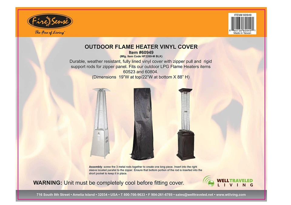 Fire Sense 60949 Full Length Outdoor Flame Patio Heater Vinyl Cover LOT OF 2 - Image 3 of 4