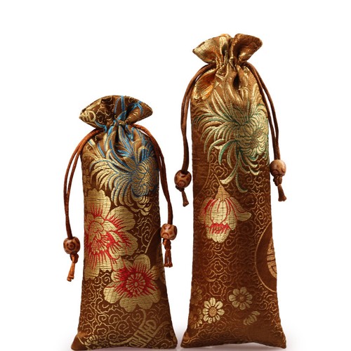 Bolsas de regalo con cordón de satén marrón regalo de fiesta joyas pequeñas bolsas de tela - Imagen 2 de 10