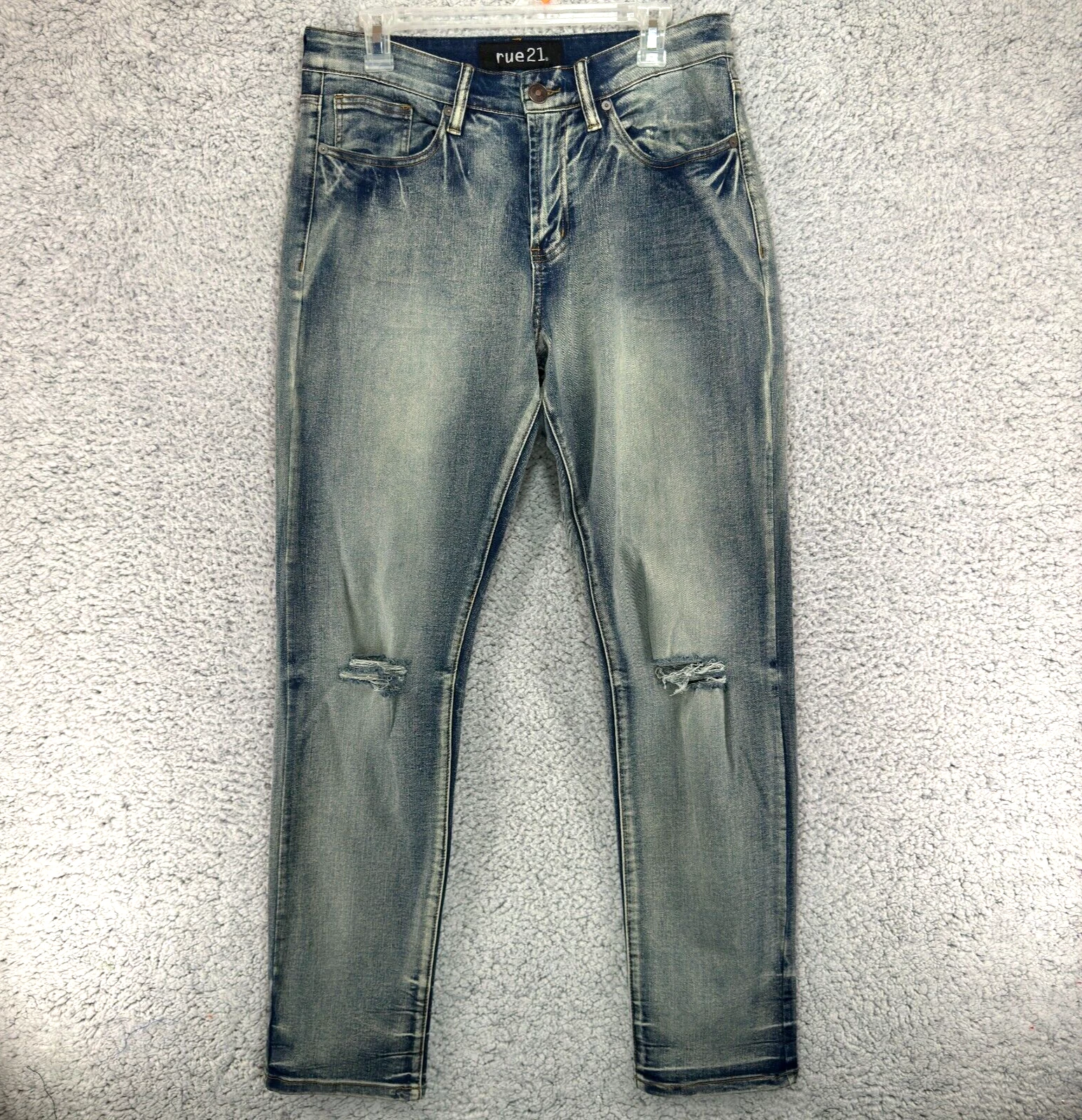 Jean homme Rue 21 Skinny Supreme Flex denim délavé vieilli taille 32x32
