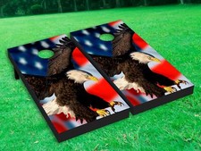 Bald Eagle Patriotic Flag Cornhole Toss Game Board Wraps Sticker Decal Decor 34