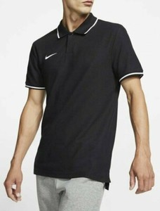 Nike Club Team 19 Adult Mens Polo Shirt Top Short Sleeve Black / White Trim  | eBay
