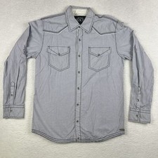 Buckle Black Shirt Mens Sz Large Slim Fit Pearl Snap Plaid Casual Western