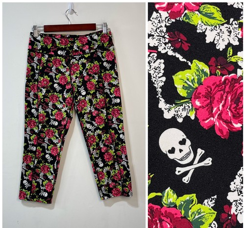 Betsey Johnson Black Floral Skull Mid 