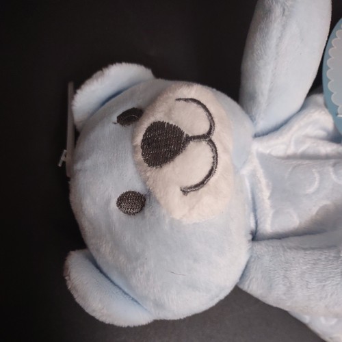 Embossed Mink Baby Lovie Blue Plush Bear Security Blanket Little Beginnings - Picture 6 of 8