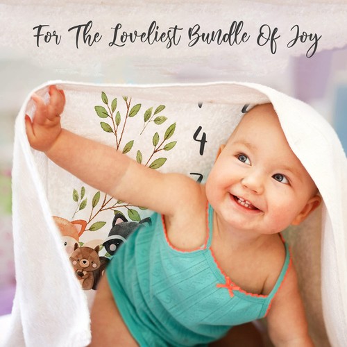Baby Monthly Milestone Blanket Boy or Girl Woodlands Baby Milestone Blanket P... - Picture 7 of 7