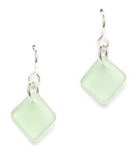 Sterling Silver Seaglass Earrings- Pale Seafoam. Handmade.