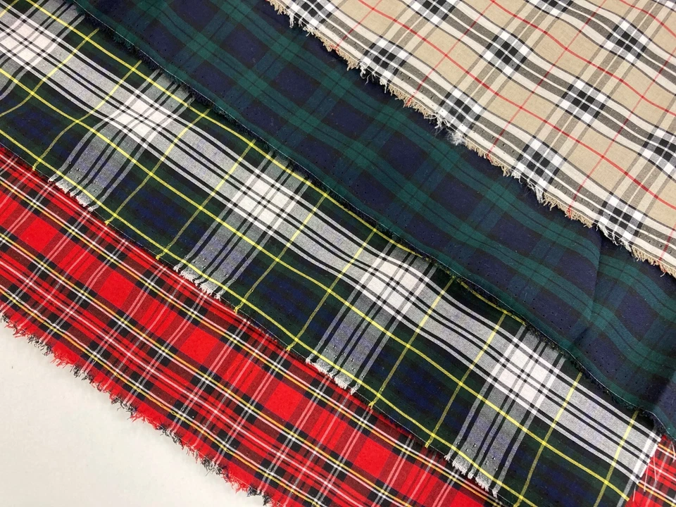 Tela de polialgodón tartán material artesanal escocés para confección tacto suave falda escocesa Foto 2 de 4
