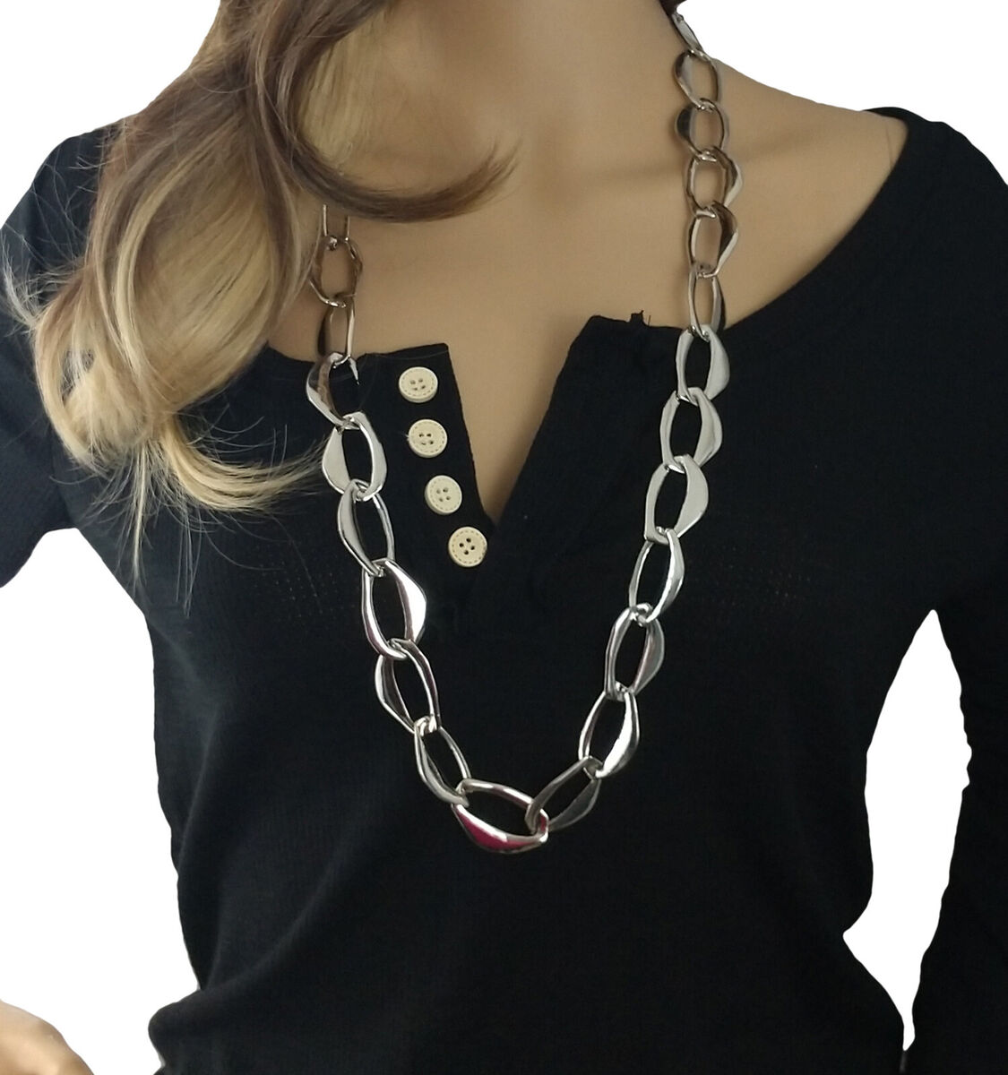 Extra Long Oval Link Necklace 60-inch Hammered Sterling Silver Extra Long Oval Link Necklace 60-inch Hammered Sterling Silver
