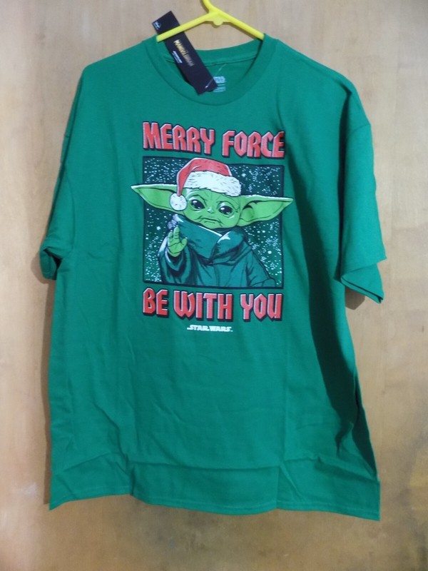 STAR WARS YODA "MERRY FORCE BE WITH YOU"  T-SHIRT [XL]