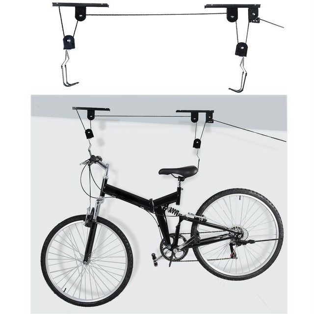 Bike Lift Ceiling Mount Bicycle Hoist Storage Rack Garage Mounted Hanger Pulley