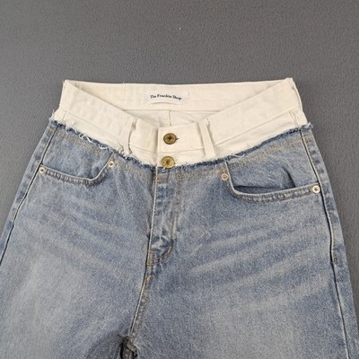 The Frankie Shop Contrast Double Waisted Jeans Women's Size Small (Fits 26X31)