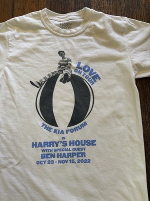 Men's Harry Styles T-Shirt White Spell-Out S 2022 Tour Pop Band Love British Boy
