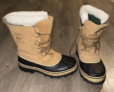 Sorel Caribou Brown Leather Women’s Snow Boots Size 10 NL1005-280