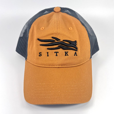 SITKA Gear Orange/Black Mesh Outdoor Trucker Hat, Fishing, Hike, Baseball Cap