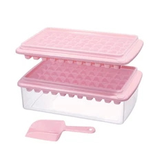 2 Pack Ice Cube Tray with Lid and Bin for Freezer Easy Release 55 Nugget Cover