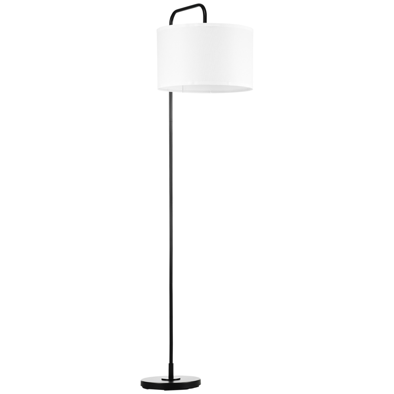 Lampada da Terra Moderna in Acciaio con Paralume in Tessuto