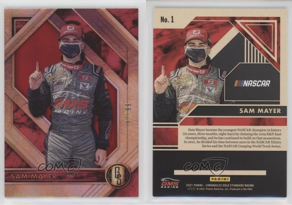 2021 Panini Chronicles Gold Standard Red 7/99 Sam Mayer #1 - Image 3 of 3