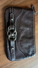 WILSONS Choco Brown Leather Clutch Wristlet P...