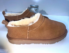 UGG Classic Micro Boots in chestnut suede, featuring a low-profile slip-on desig