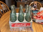 Vintage Coca Cola Carrier w/6 Green Glass 6oz Bottles Miami Las Vegas Orlando