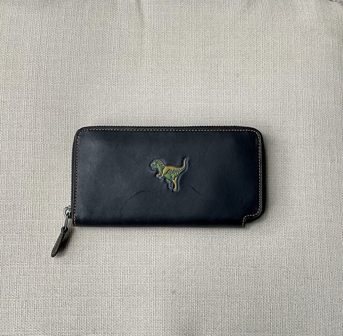 に  RARE Coach 55301 Rexy Black Glovetanned Leather Wallet Accordian