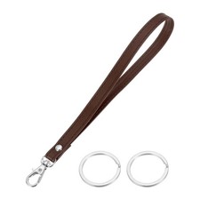7 Inch Wristlet Strap PU Leather with 2 Silver Rings for Clutch Brown 