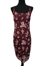 Rue 21 Y2K Summer Midi Dress L Mesh Overlay Burgundy Peasant Cottage Prairie
