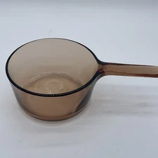 Corning Vision Ware Amber Glass Sauce Pan 1.5 L Pyrex Cookware Pot No Lid USA