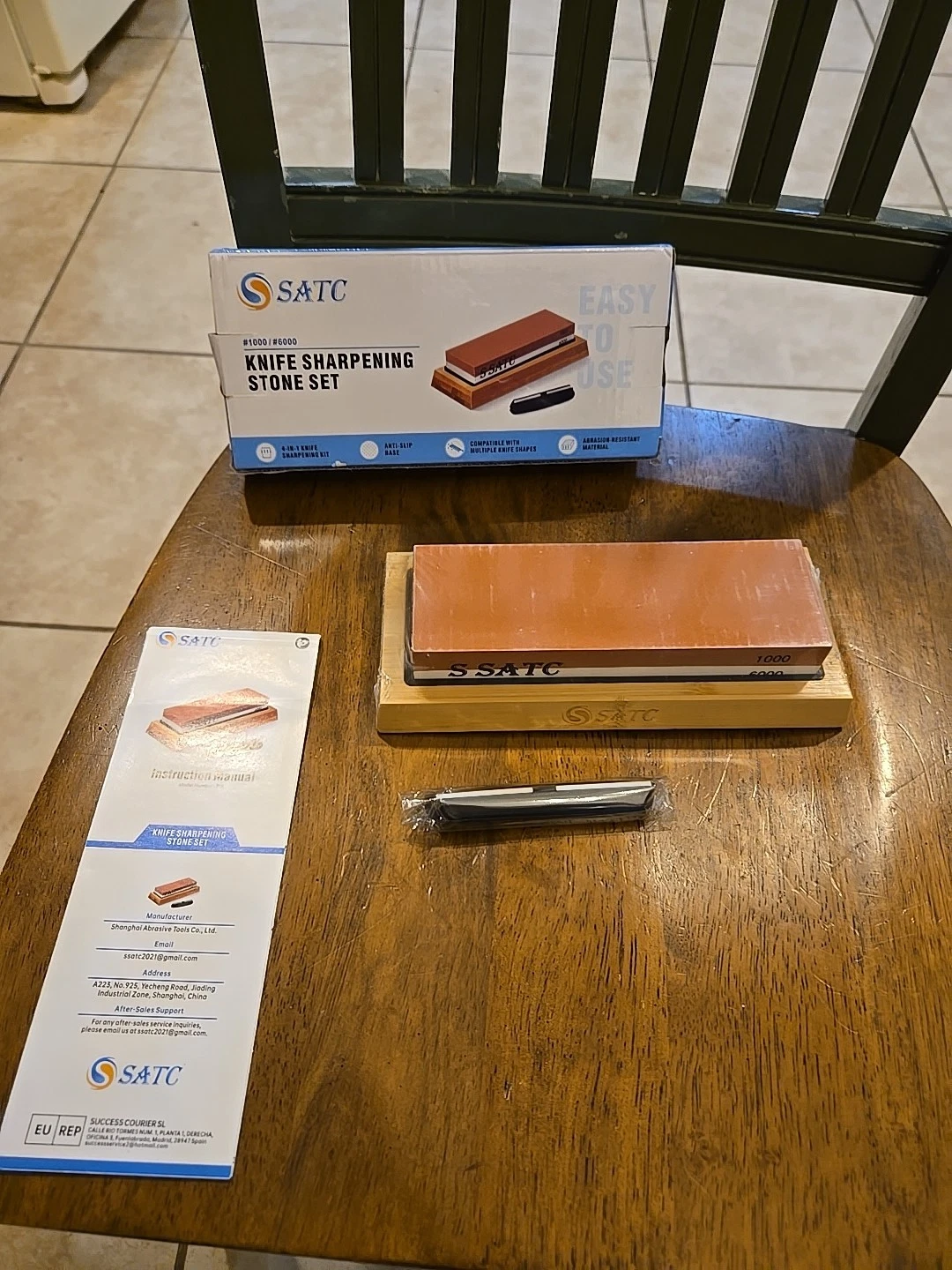 Knife Sharpening Stone 1000/6000 Non-Slip Dual Whetstone Set Holder Bamboo Base