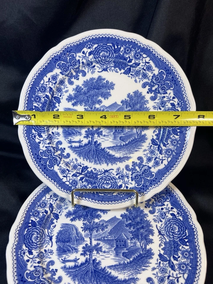 "Lote de colección 4 platos de ensalada azul Villeroy & Boch Burgenland sello trasero azul verde 7,5""" Foto 4 de 4