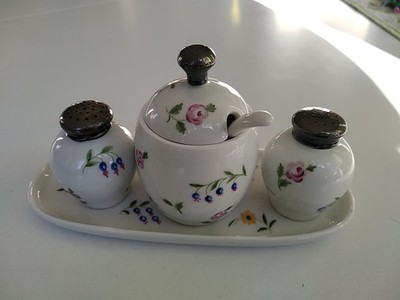 Salz Pfeffer Senf Set - Rosenthal - US Zone (1945 bis 1949) - handgemalt - TOP!